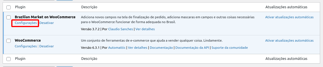 Configure Brazilian Market